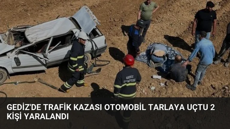 Gediz’de Trafik Kazası Otomobil Tarlaya Uçtu 2 Kişi Yaralandı