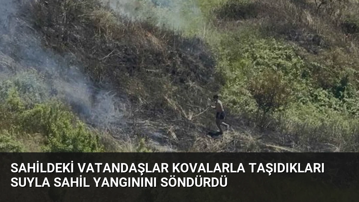 Sahildeki Vatandaşlar Kovalarla Taşıdıkları Suyla Sahil Yangınını Söndürdü