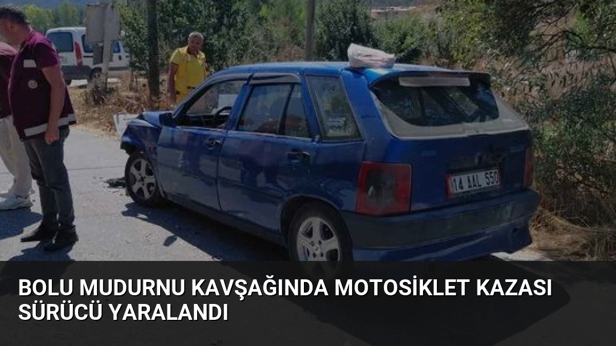 Bolu Mudurnu Kavşağında Motosiklet Kazası Sürücü Yaralandı