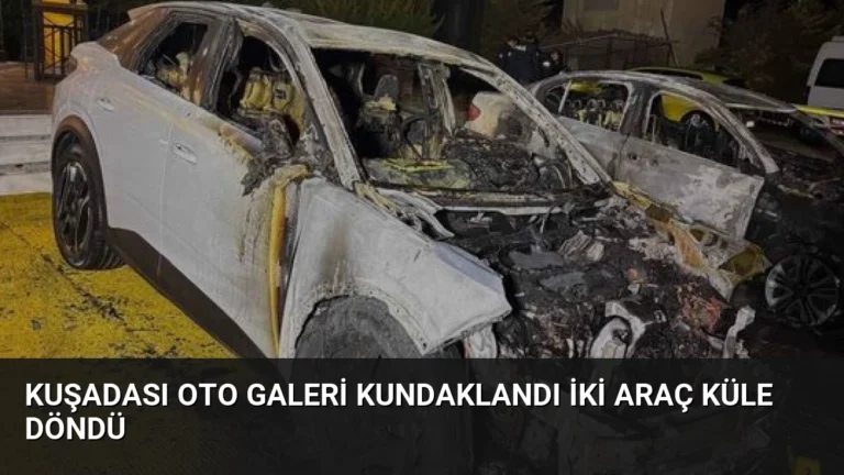 Kuşadası Oto Galeri Kundaklandı İki Araç Küle Döndü